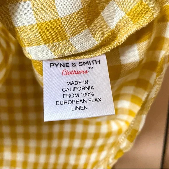 Pyne & Smith Blouse No.14 Linen T-shirt yellow gingham check - Picture 5 of 7
